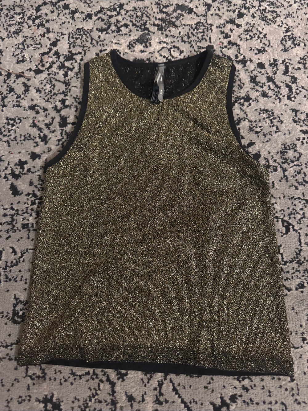 Anthropologie Gold Metallic Tank with Black Trim